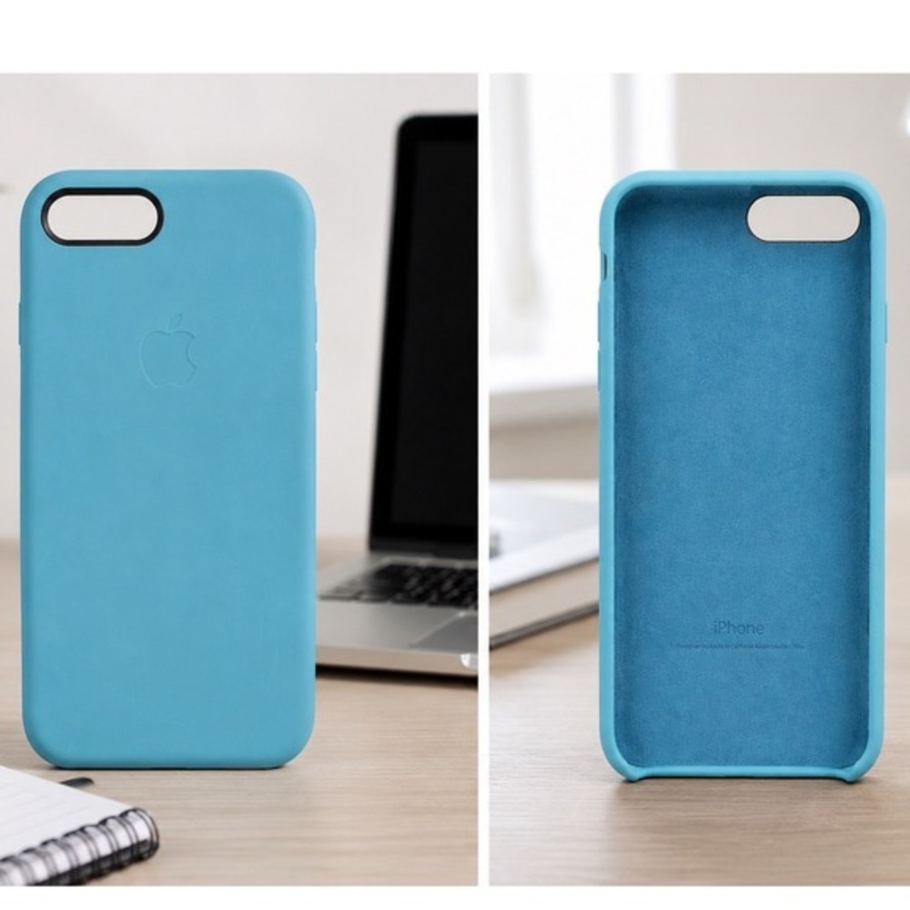 Apple iPhone 7 Plus 8 Plus Leather Case Sea Blue Slim Cover Vintage Chic 33-07